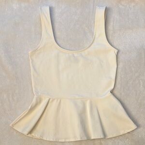 Cream Peplum Tank Top